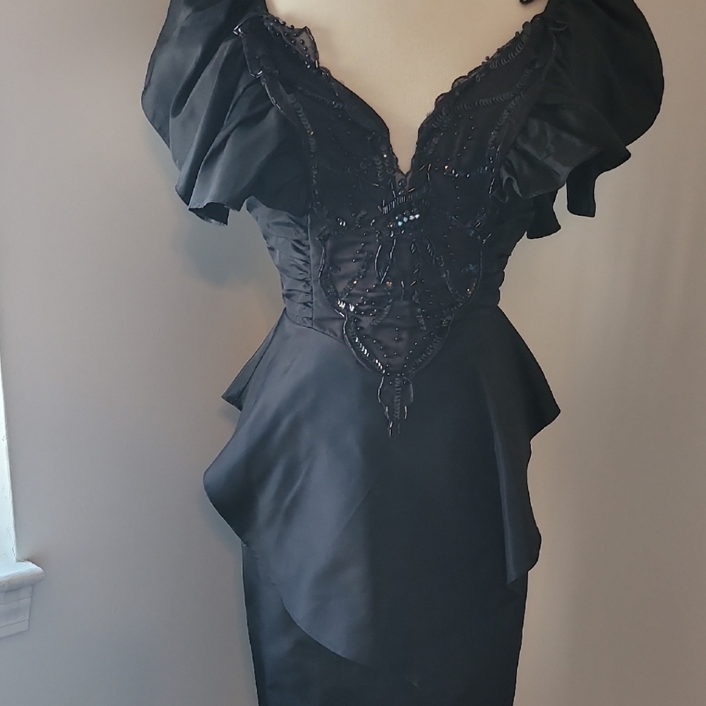 Elegant Black Beaded Wedding Dress